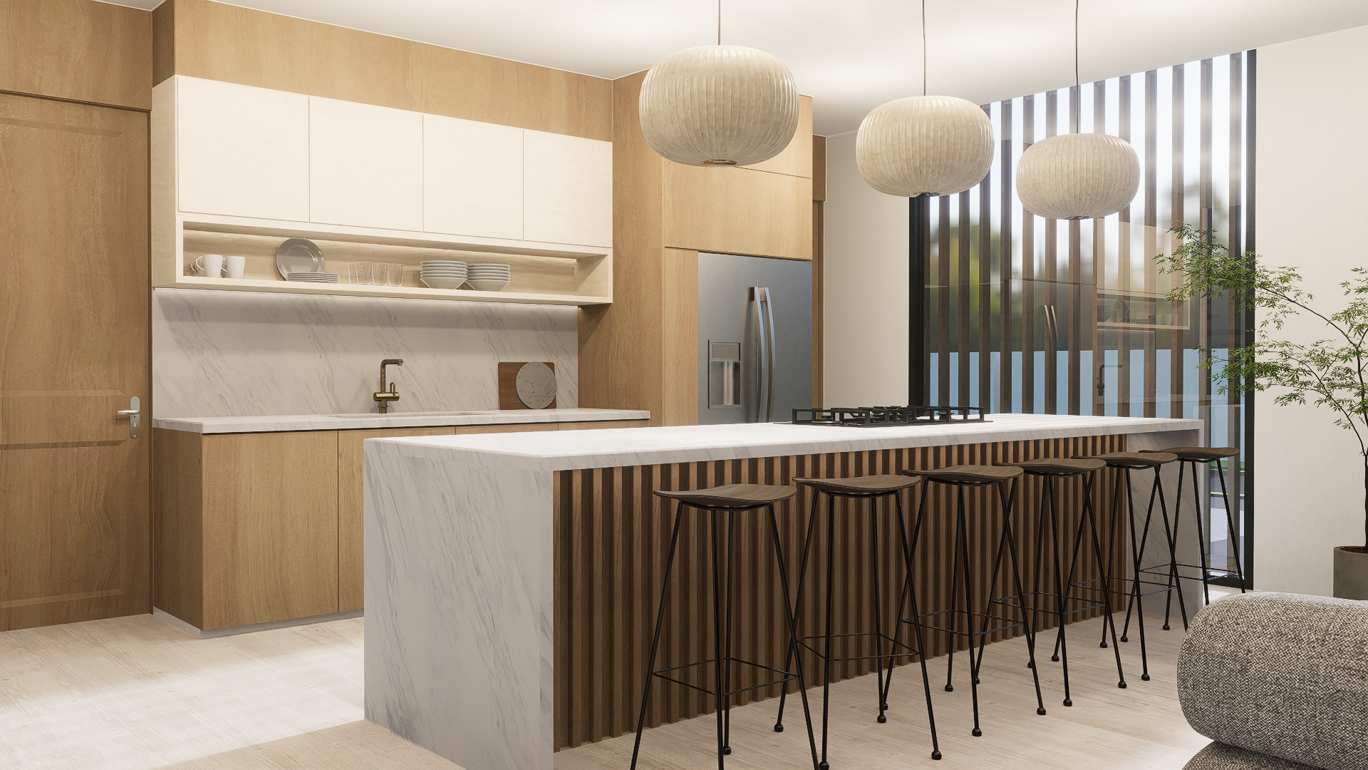 Kitchen detail — artisanal ceramic backsplash